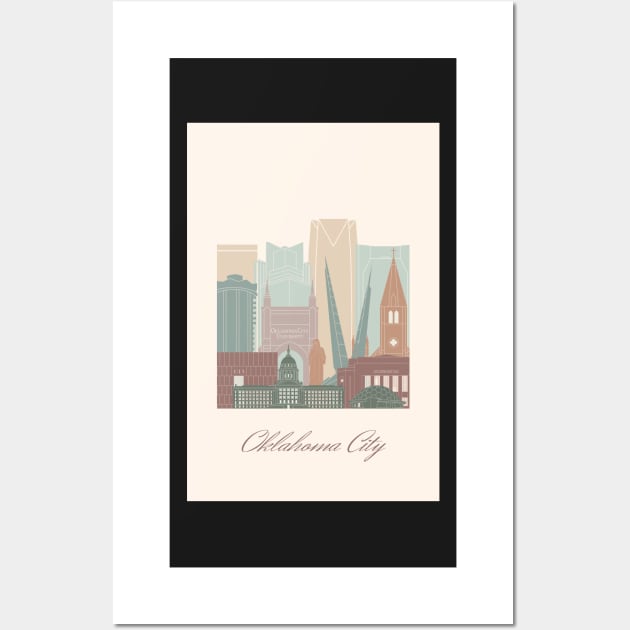 Oklahoma City, OK, United States, map skyline - 02 style Wall Art by GreenGreenDream